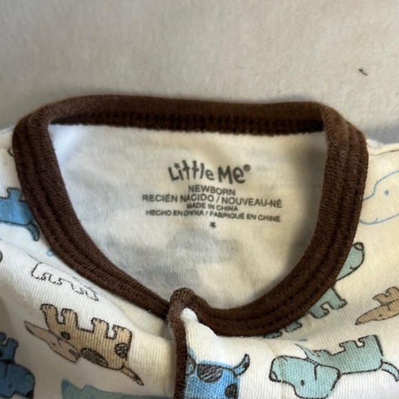 Little Me Blue and Brown Whale Print Footies - Picture 3 of 4